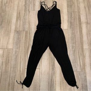 Gap Drawstring Black Crossback Jumpsuit Size Medium